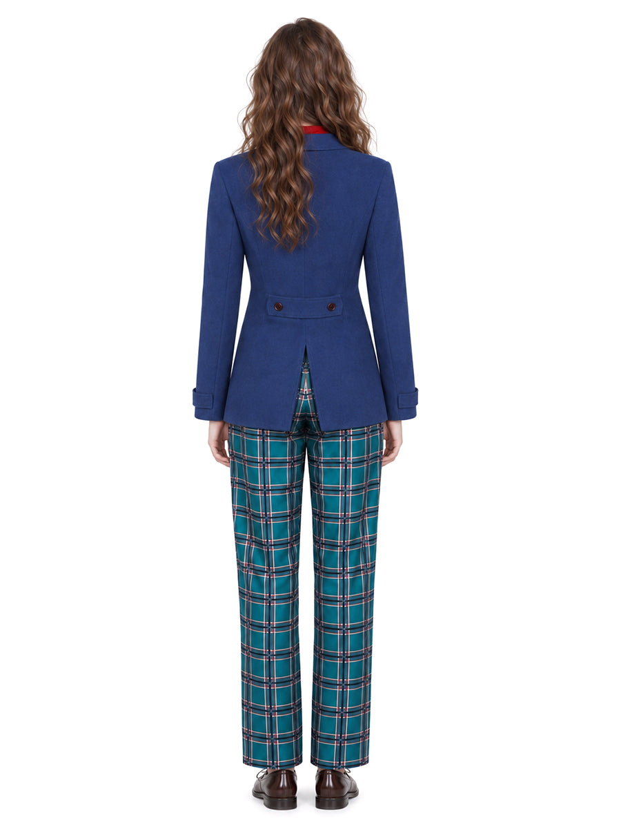 Wildwood Prue McKeel Costume Royal Blue Coat and Teal Plaid Pants with Red Scarf