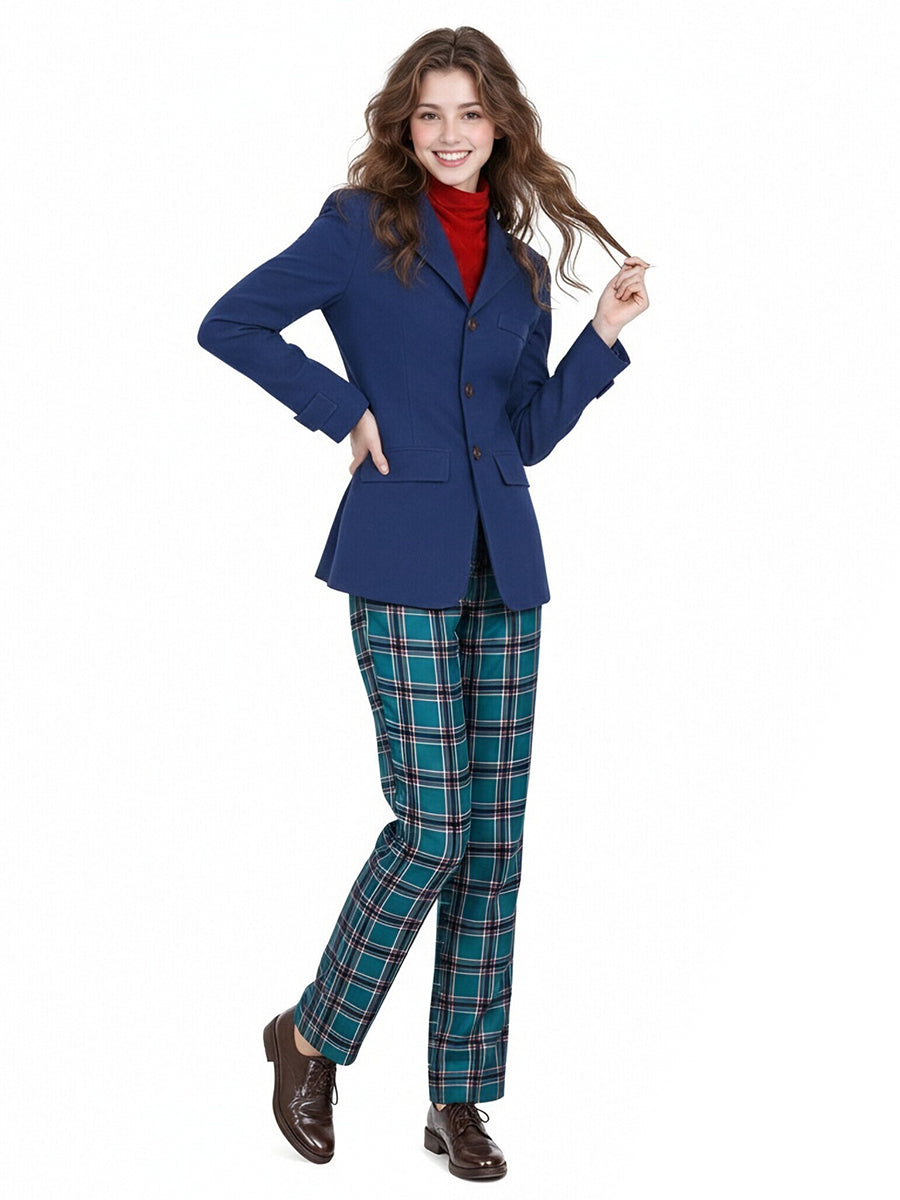 Wildwood Prue McKeel Costume Royal Blue Coat and Teal Plaid Pants with Red Scarf