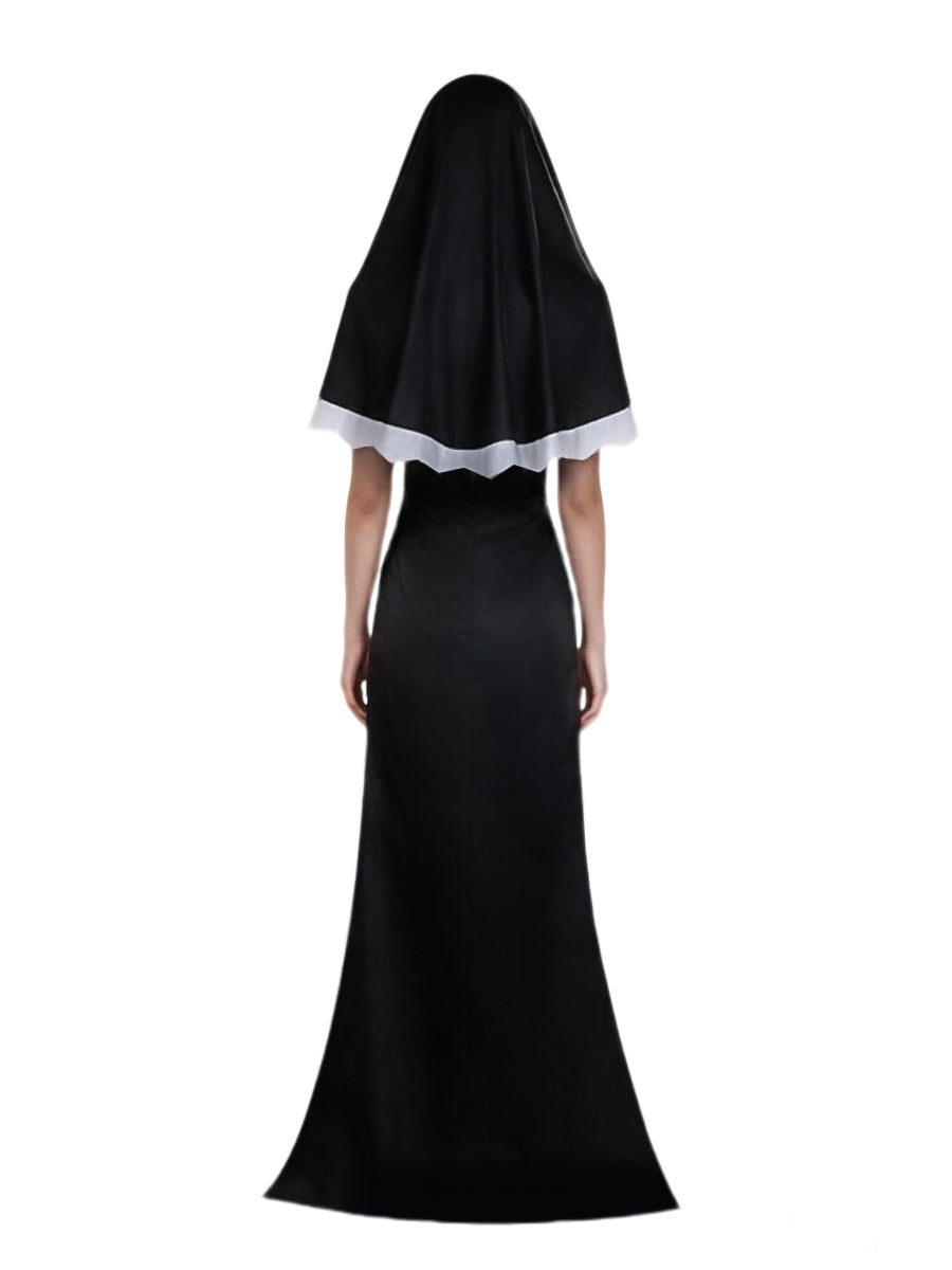 Anime Nun Habit Dress Gushing Over Magical Girls Gigant Costume Black Cutout Maxi Dress