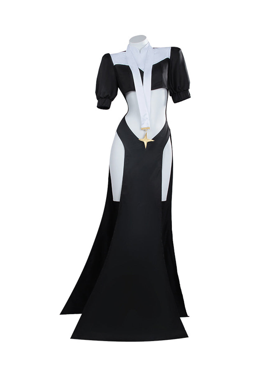 Anime Nun Habit Dress Gushing Over Magical Girls Gigant Costume Black Cutout Maxi Dress