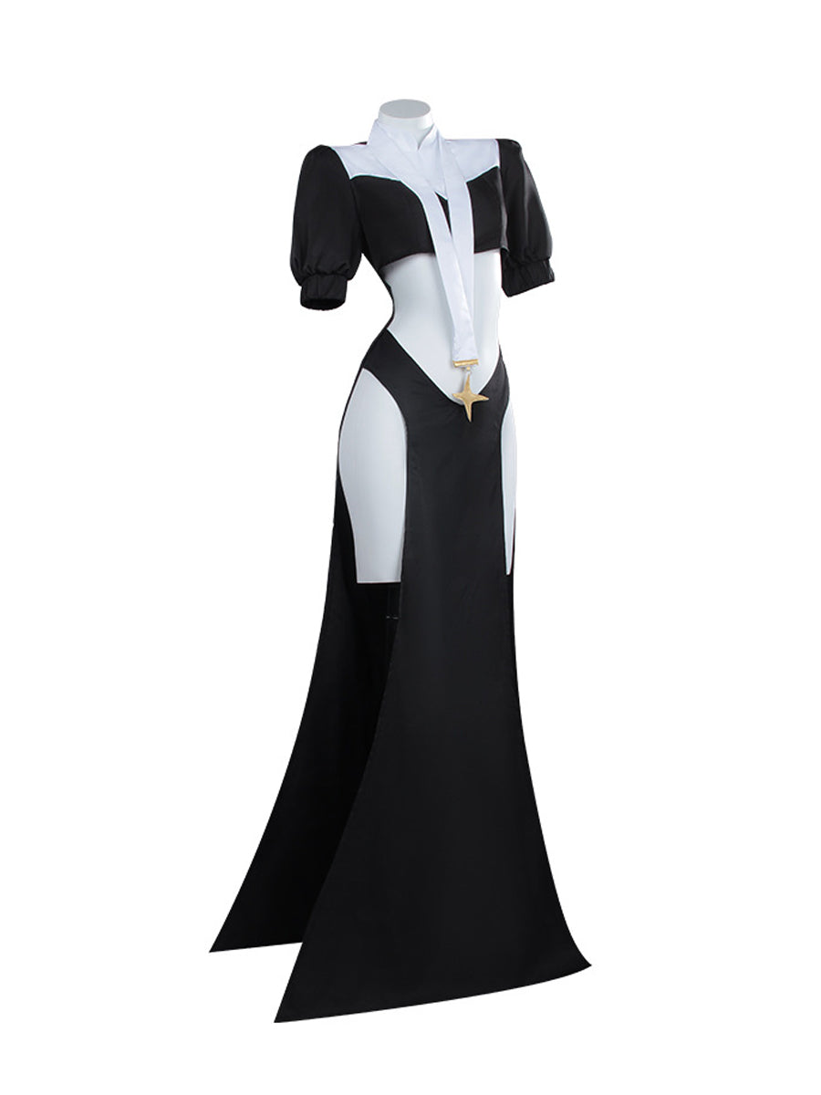 Anime Nun Habit Dress Gushing Over Magical Girls Gigant Costume Black Cutout Maxi Dress