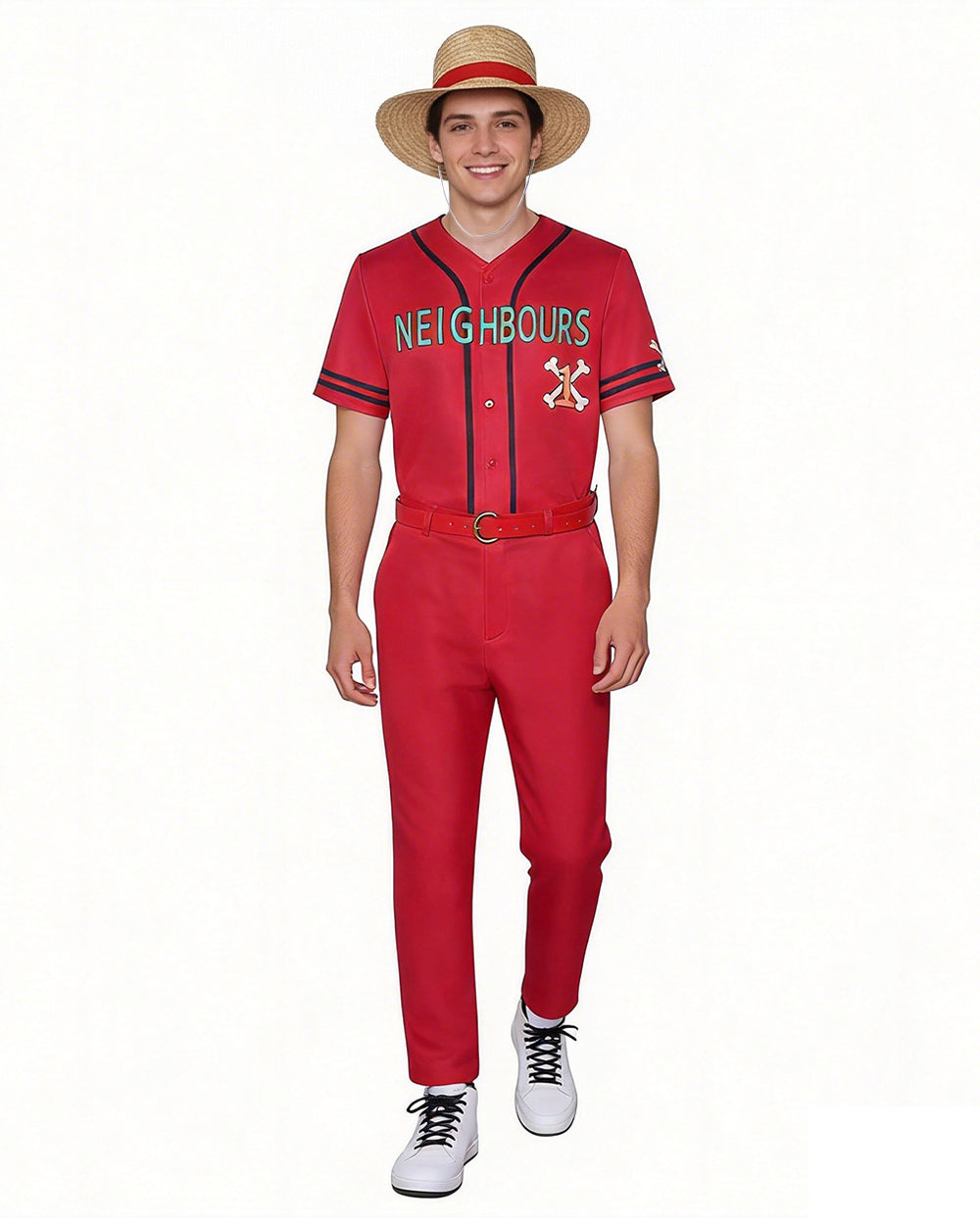 One Piece Live Action Season 2 Luffy Costume Anime Straw Hat Pirate King Cosplay Outfit with Straw Hat