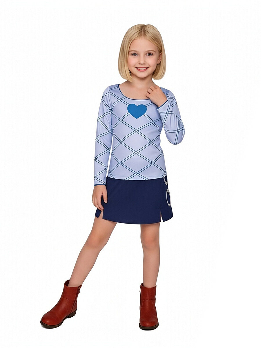 One Piece Nami Costume Anime Pirate Girl Cosplay Outfit Blue Long Sleeve Top and Navy Mini Skirt Set