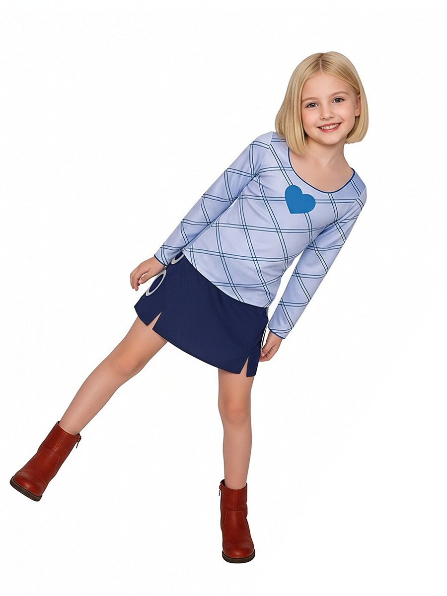 One Piece Nami Costume Anime Pirate Girl Cosplay Outfit Blue Long Sleeve Top and Navy Mini Skirt Set