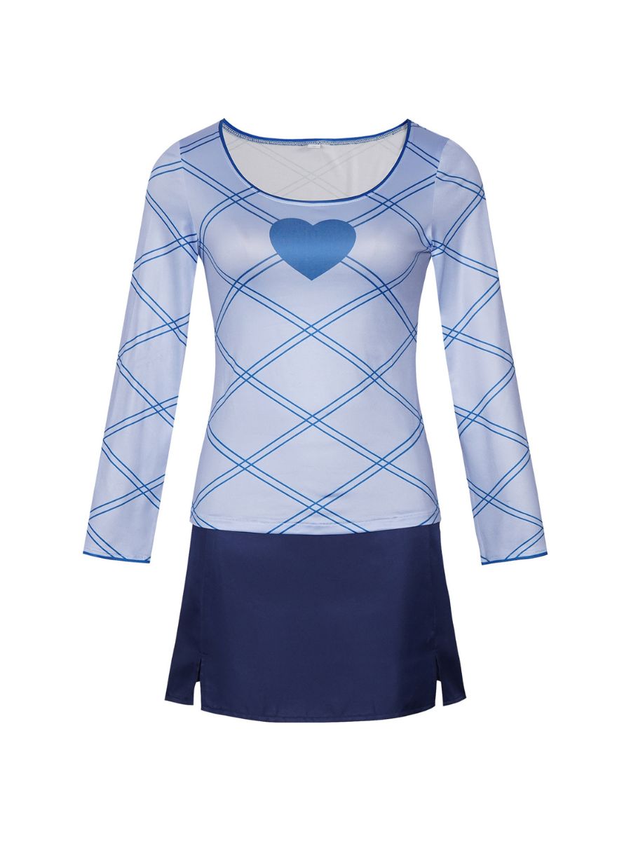 One Piece Nami Costume Anime Pirate Girl Cosplay Outfit Blue Long Sleeve Top and Navy Mini Skirt Set