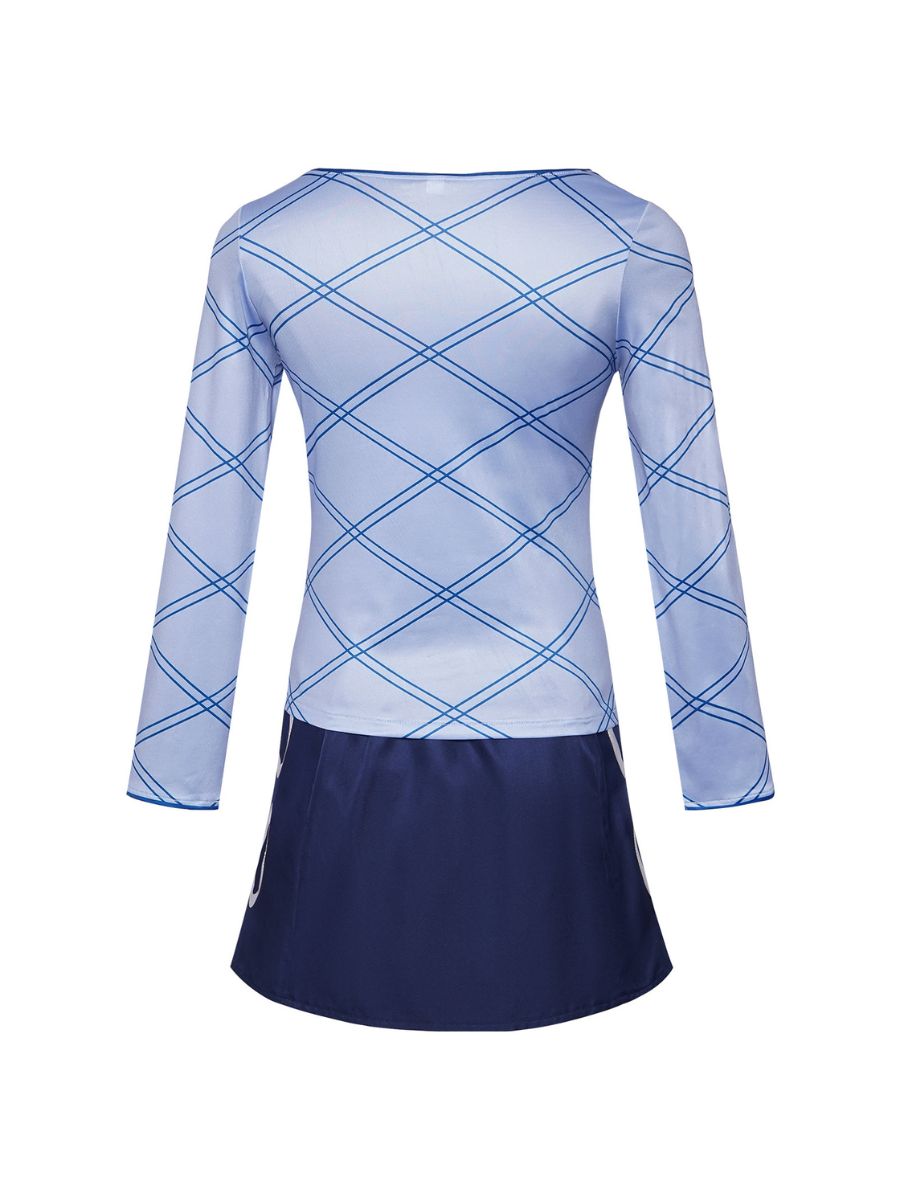 One Piece Nami Costume Anime Pirate Girl Cosplay Outfit Blue Long Sleeve Top and Navy Mini Skirt Set