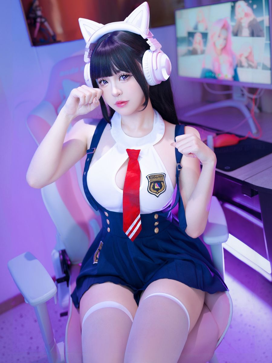 Anime School Girl Cosplay Costume Sexy Schoolgirl Bodysuit Lingerie and Suspender Skirt Set