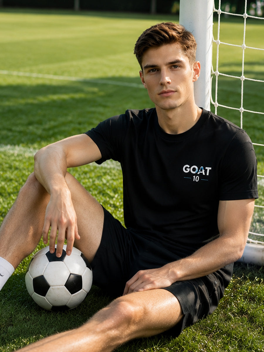 Messi Argentina Soccer Jersey Black GOAT 10 Graphic T-Shirt for Adults and Kids
