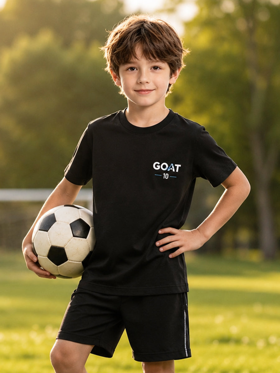Messi Argentina Soccer Jersey Black GOAT 10 Graphic T-Shirt for Adults and Kids
