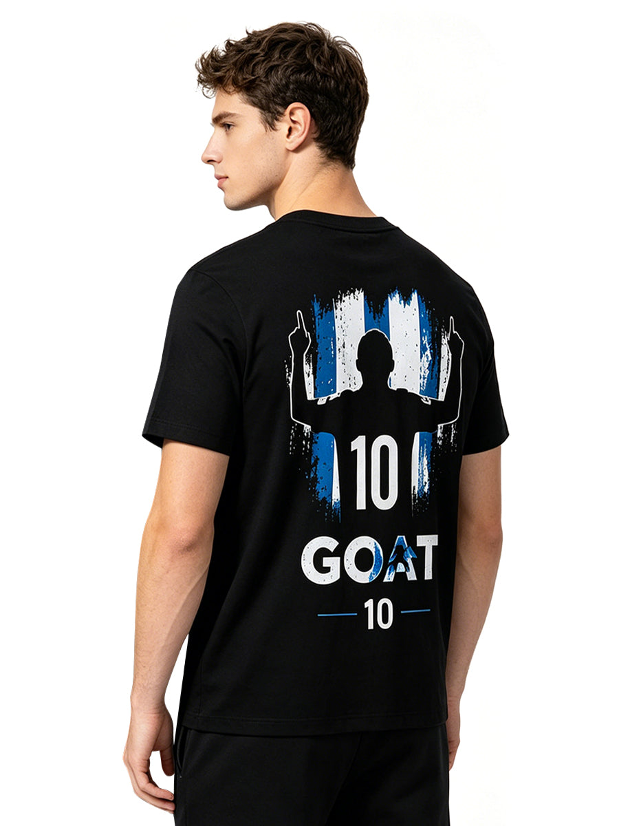Messi Argentina Soccer Jersey Black GOAT 10 Graphic T-Shirt for Adults and Kids