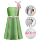 Barbiecore Green Dress Costume Emma Mackey One-strap Cosplay Outfits Beach Party Green and Pink Dress