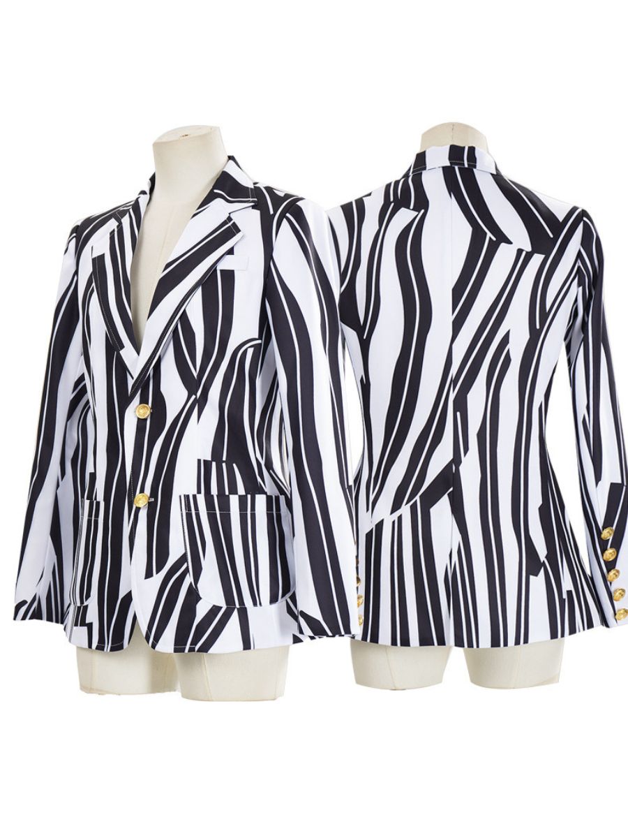 The Devil Wears Prada 2 Miranda Priestly Costume Black and White Stripe Blazer