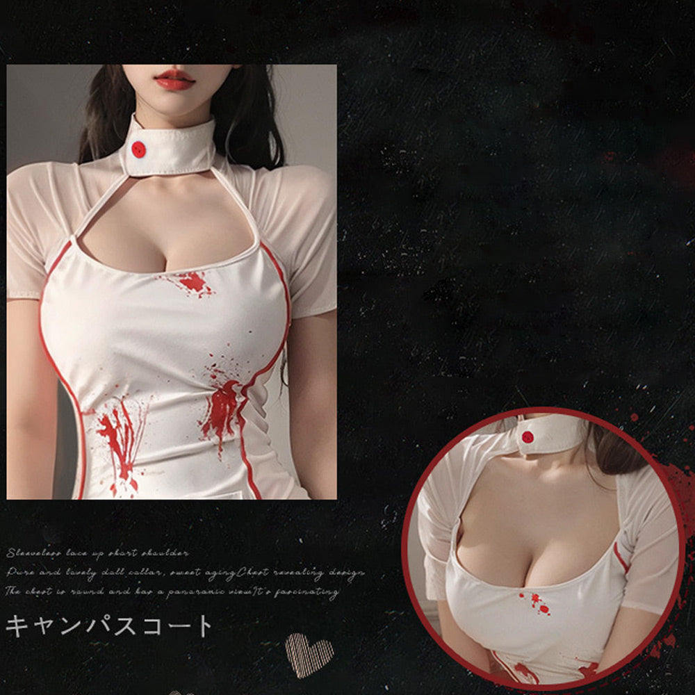 Sexy Bloody Nurse Costume Adult Nurse Role Play Uniform Anime Hospital Hottie Halloween Outfits