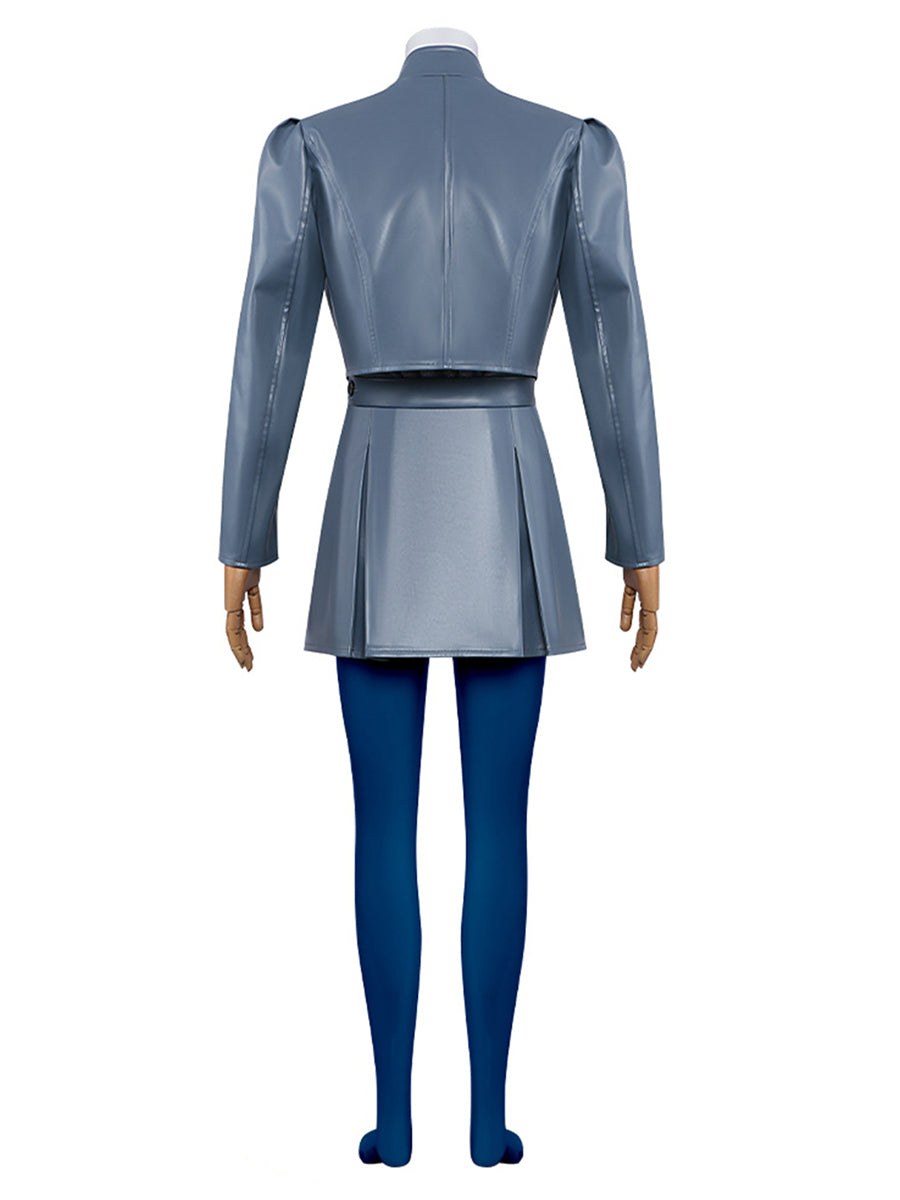 Descendants 5 Chloe Costume Descendants Wicked Wonderland Princess Blue PU Leather Cosplay Outfit