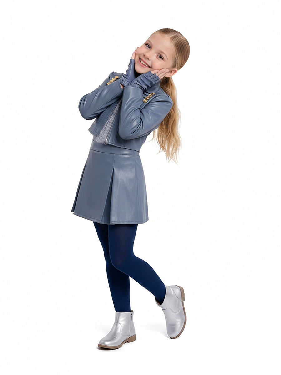 Descendants 5 Chloe Costume Descendants Wicked Wonderland Princess Blue PU Leather Cosplay Outfit