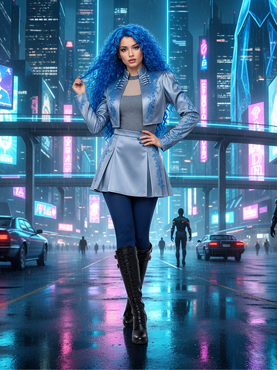 Descendants 5 Chloe Costume Descendants Wicked Wonderland Princess Blue Cosplay Outfit