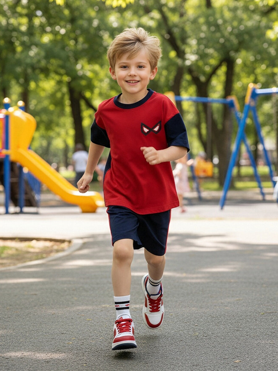 Boys Spiderman 2-Piece Outfit Superhero Short Sleeve T-Shirt and Matching Shorts