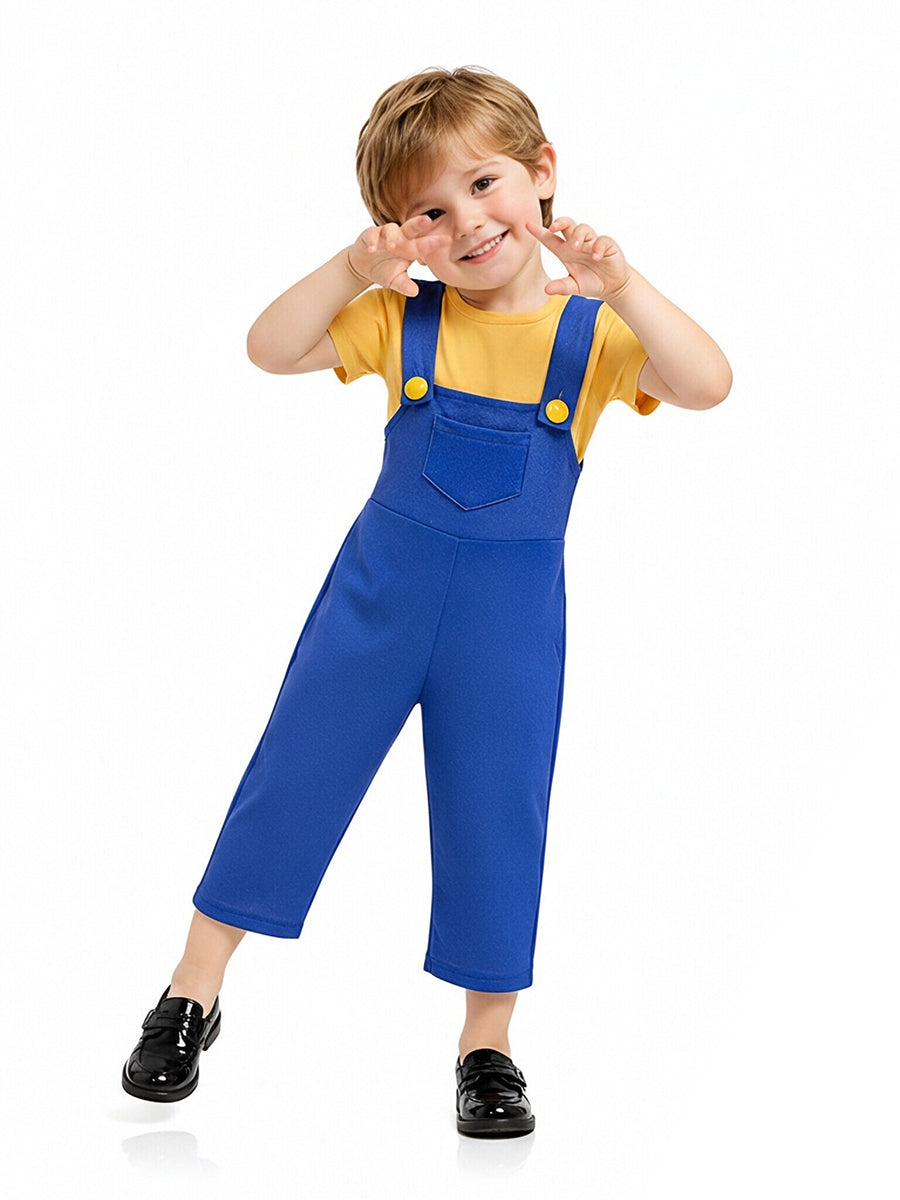 Kids Minions Costume Animated Minions and Monster Overalls and Yellow Tee 