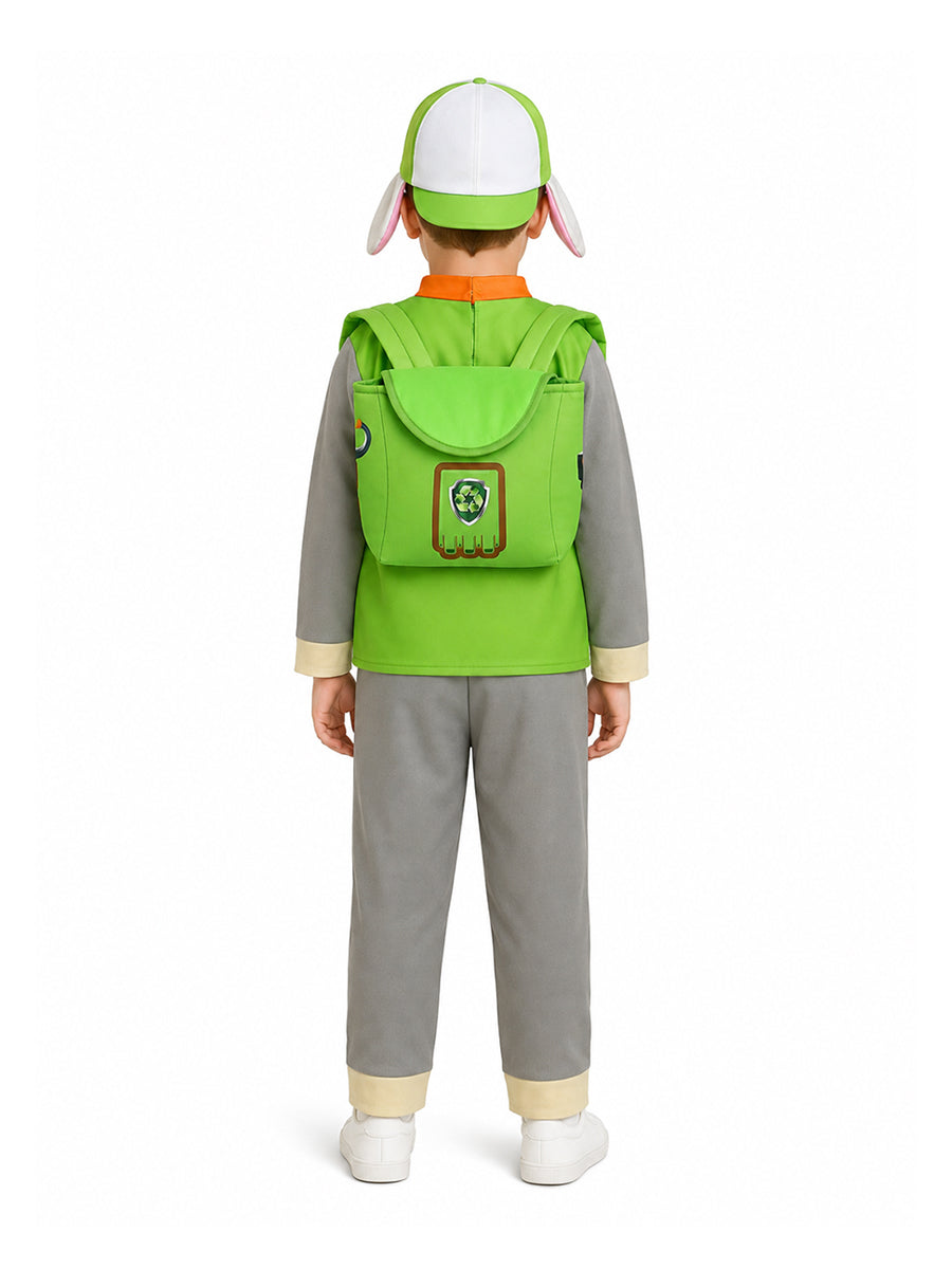 Boys Paw Patrol Rocky Costume Green Puppy Cosplay Outfit 