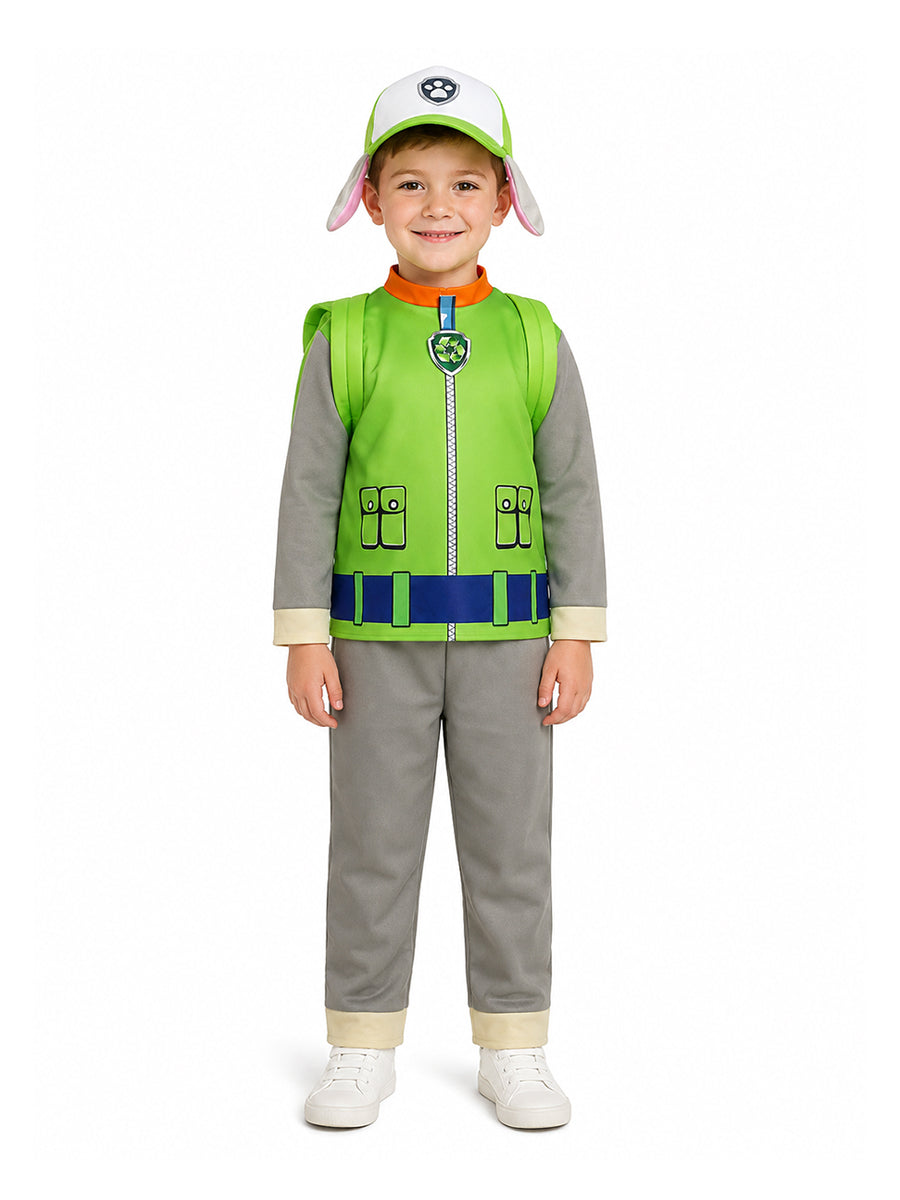 Boys Paw Patrol Rocky Costume Green Puppy Cosplay Outfit 