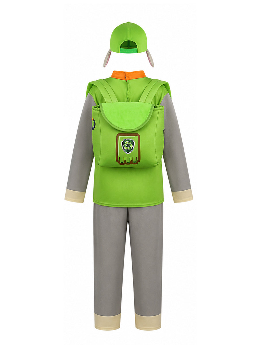 Boys Paw Patrol Rocky Costume Green Puppy Cosplay Outfit 