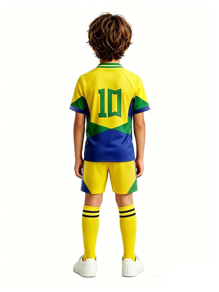 Brazil Soccer Jersey and Shorts for Kids and Adult Brazil Training Sports Fan Outfit with Socks