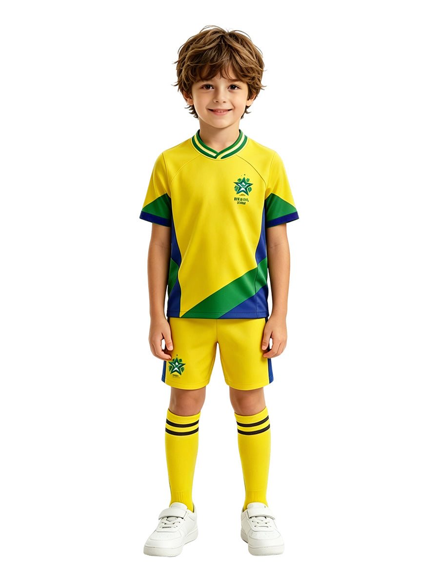 Brazil Soccer Jersey and Shorts for Kids and Adult Brazil Training Sports Fan Outfit with Socks