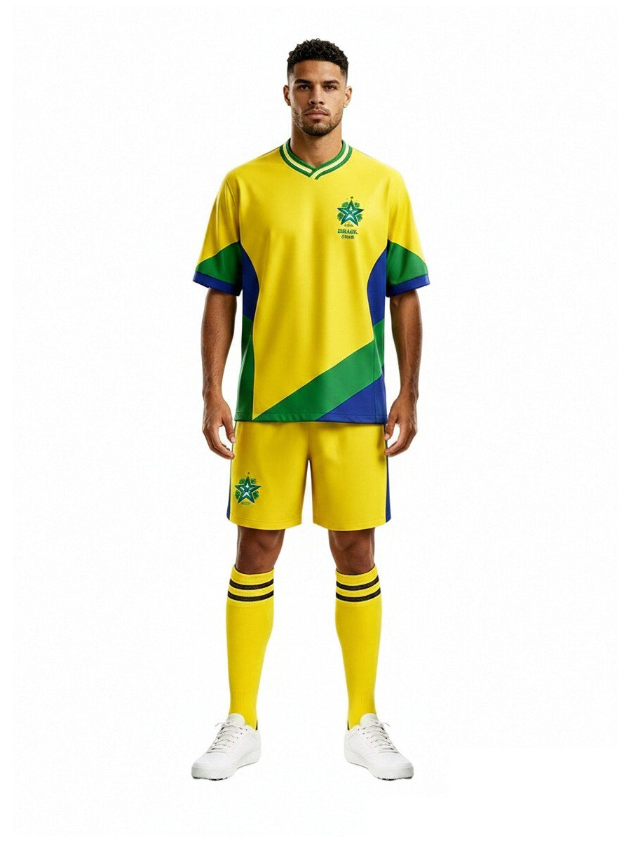 Brazil Soccer Jersey and Shorts for Kids and Adult Brazil Training Sports Fan Outfit with Socks