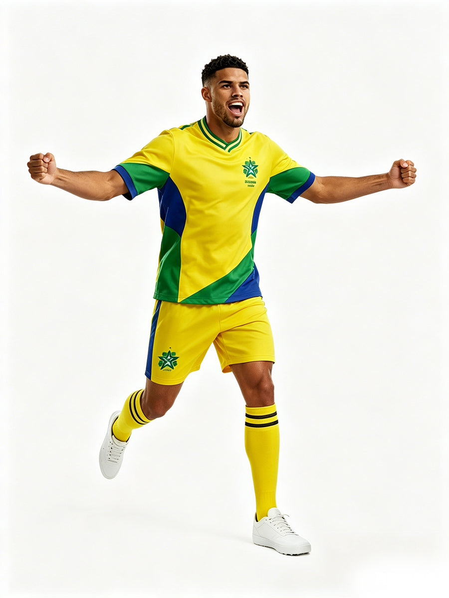 Brazil Soccer Jersey and Shorts for Kids and Adult Brazil Training Sports Fan Outfit with Socks
