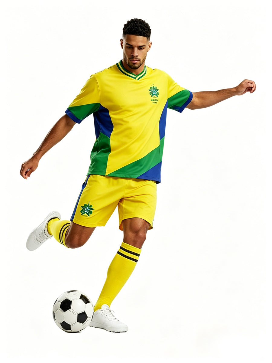 Brazil Soccer Jersey and Shorts for Kids and Adult Brazil Training Sports Fan Outfit with Socks