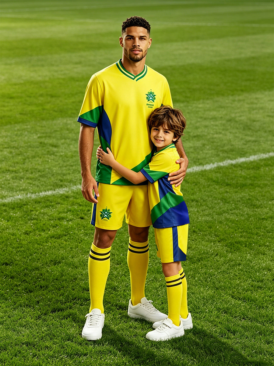 Brazil Soccer Jersey and Shorts for Kids and Adult Brazil Training Sports Fan Outfit with Socks