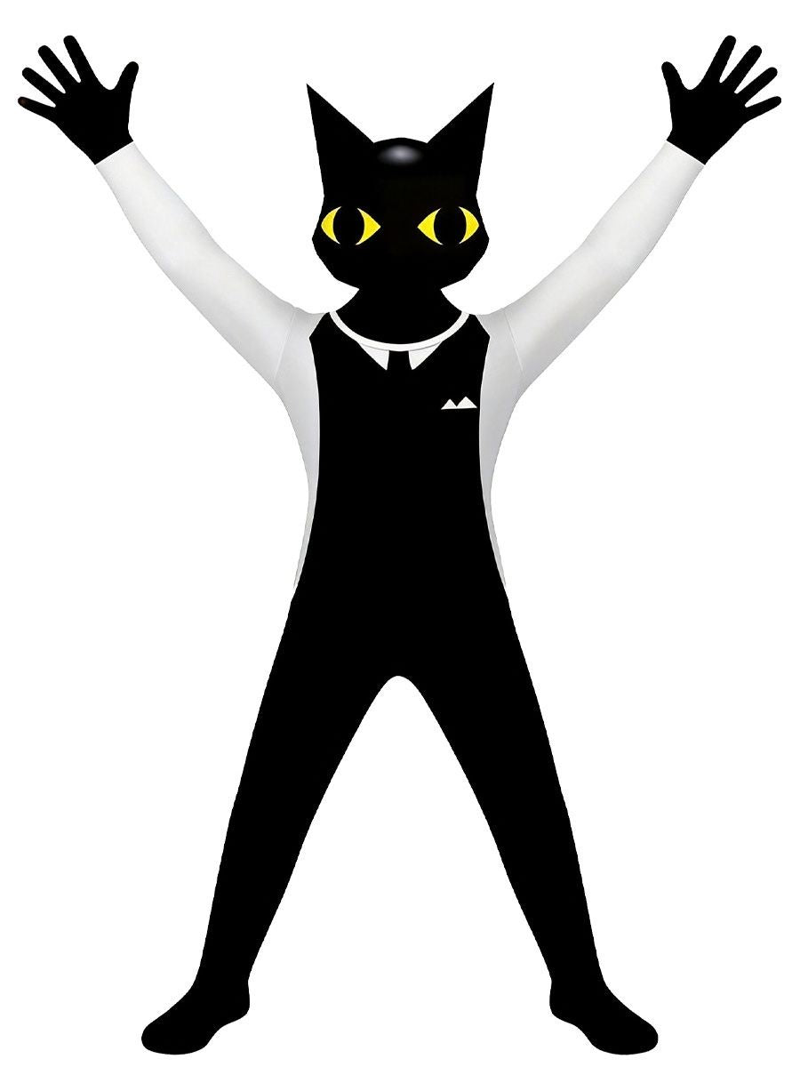 Animal Hospital Secret Agent Costume Cat in Black Full Body Jumpsuit for Kids and Adults 