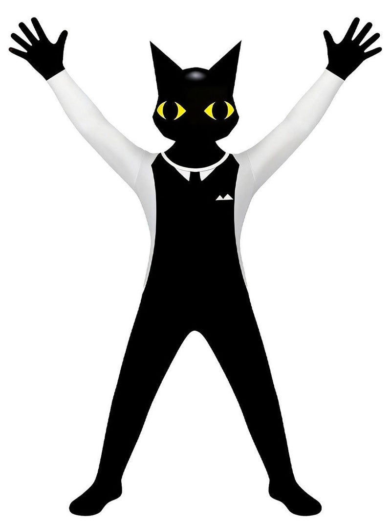 Animal Hospital Secret Agent Costume Cat in Black Full Body Jumpsuit for Kids and Adults 
