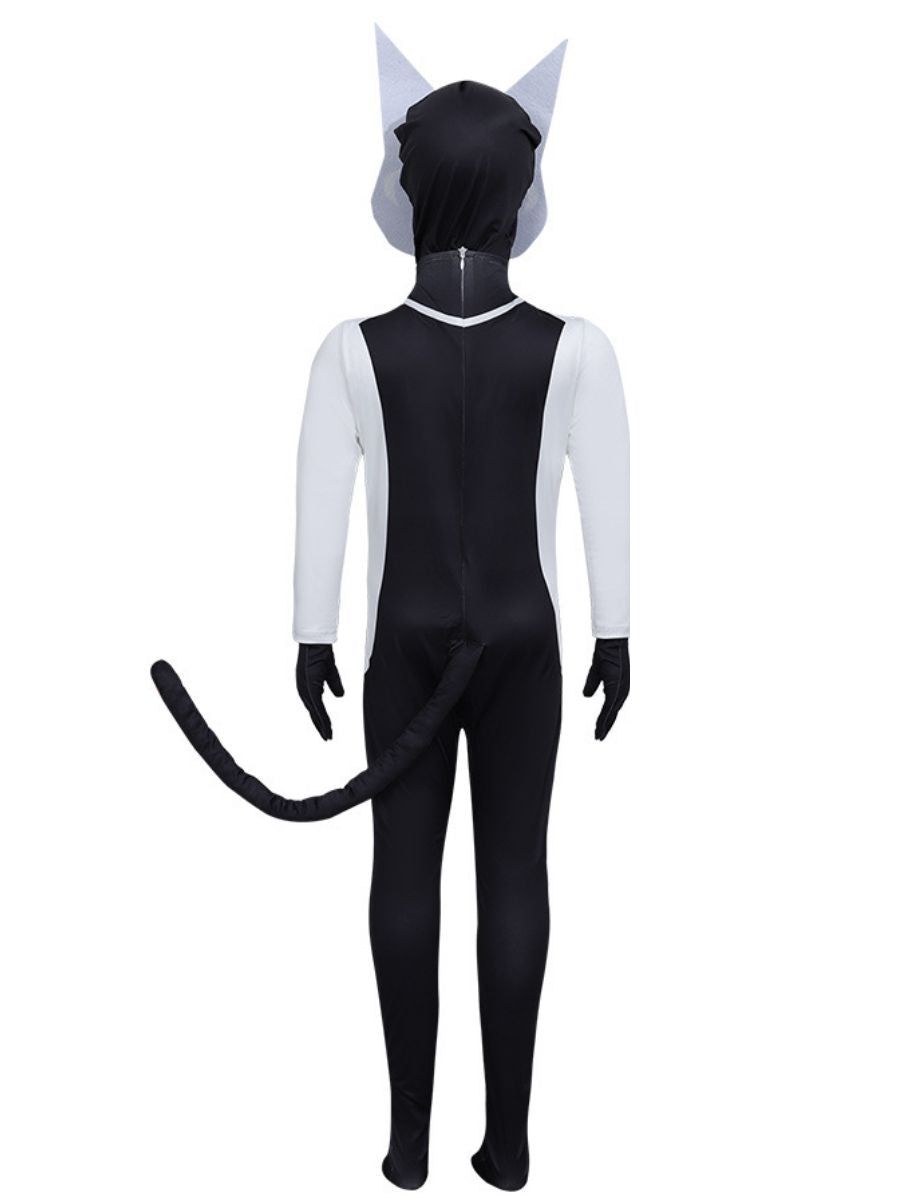 Animal Hospital Secret Agent Costume Cat in Black Full Body Jumpsuit for Kids and Adults 