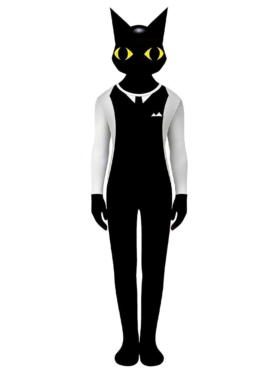 Animal Hospital Secret Agent Costume Cat in Black Full Body Jumpsuit for Kids and Adults 