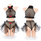 Chinese Style Fishnet Lingerie Set 2 Piece Bodystocking Set Lattice Net Crop Top and Bottom