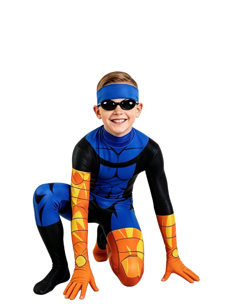 Animated Invincible Mark Grayson Costume for Kids and Adult Full Body Superhero Jumpsuit 