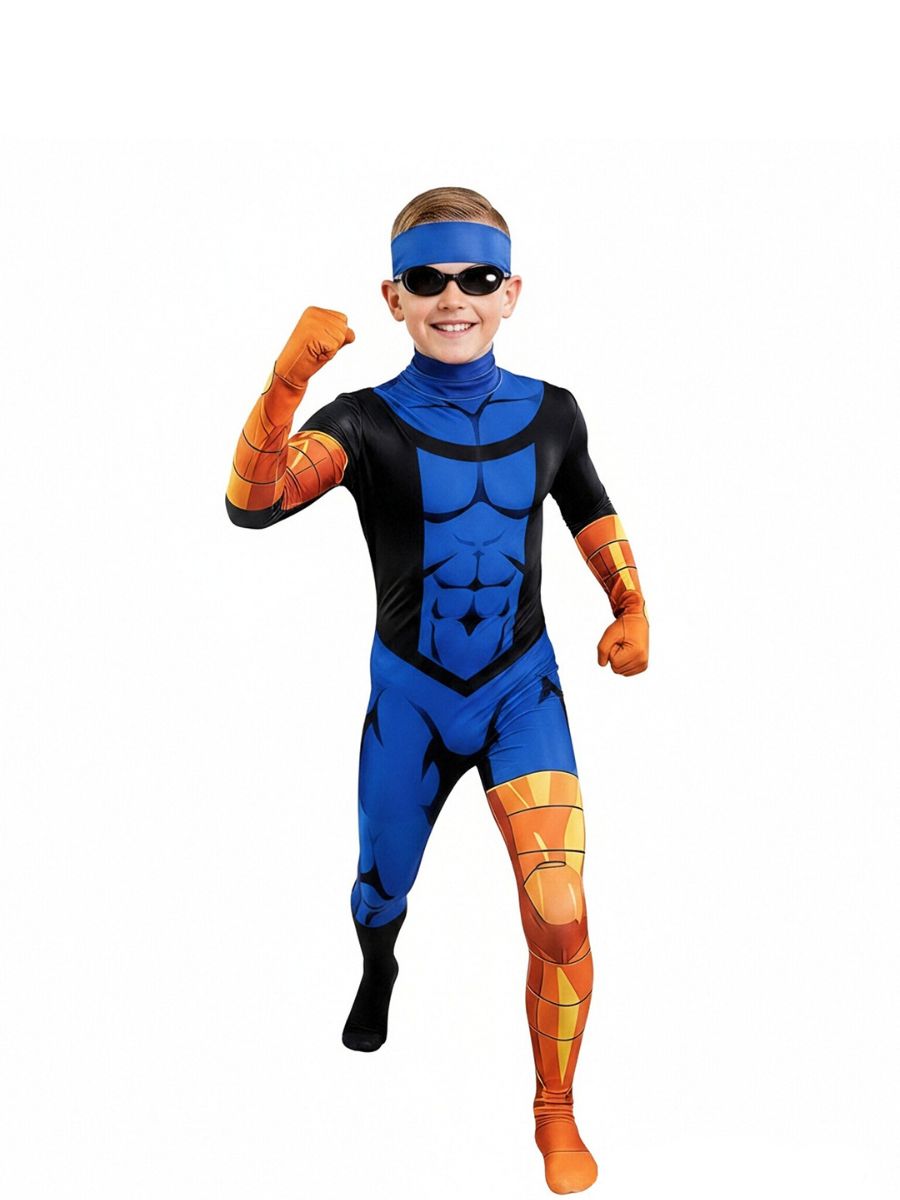 Animated Invincible Mark Grayson Costume for Kids and Adult Full Body Superhero Jumpsuit 