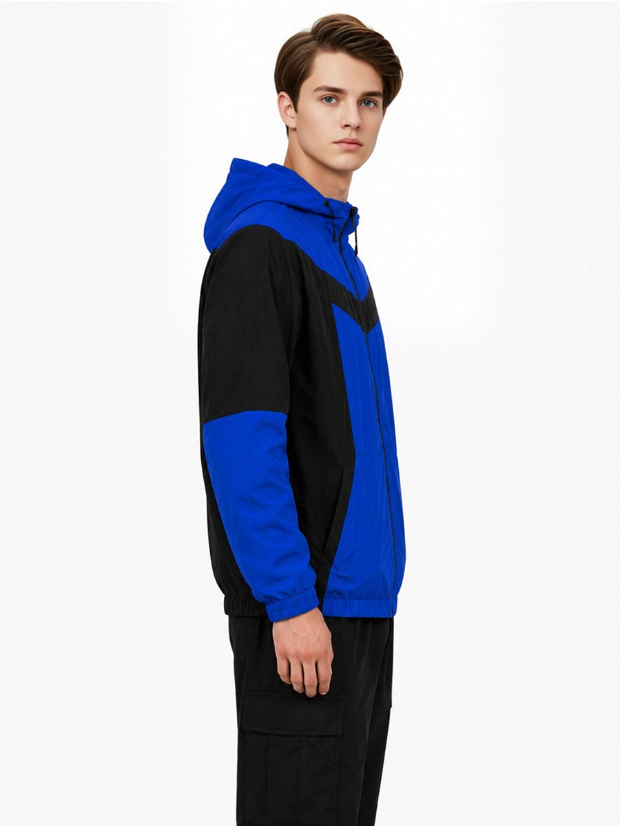Invincible Mark Grayson Costume Men’s Blue and Black Color Block Hooded Jacket