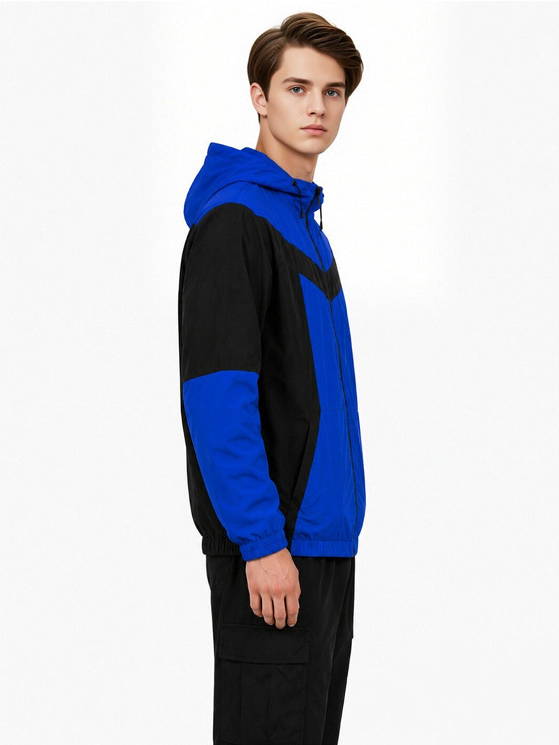Invincible Mark Grayson Costume Men’s Blue and Black Color Block Hooded Jacket