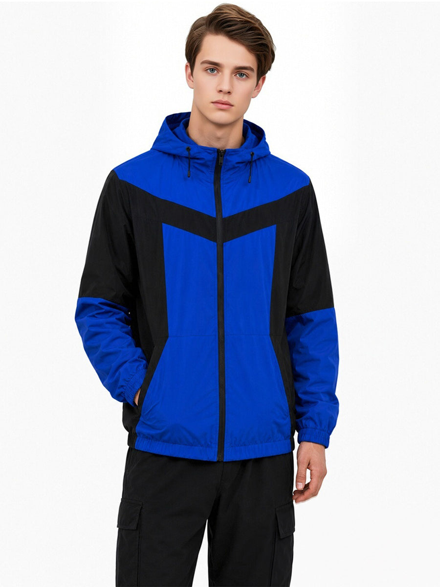 Invincible Mark Grayson Costume Men’s Blue and Black Color Block Hooded Jacket