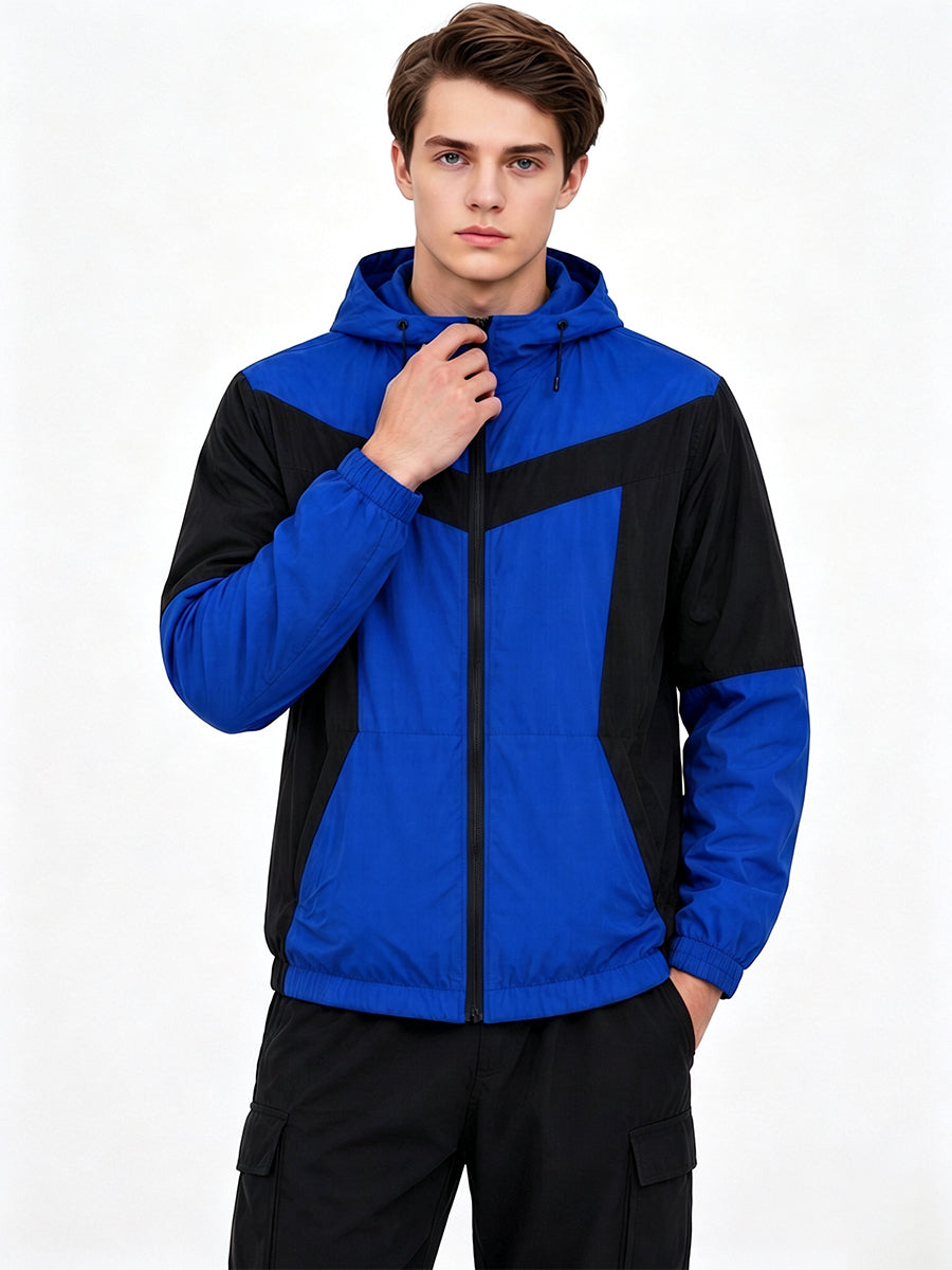 Invincible Mark Grayson Costume Men’s Blue and Black Color Block Hooded Jacket