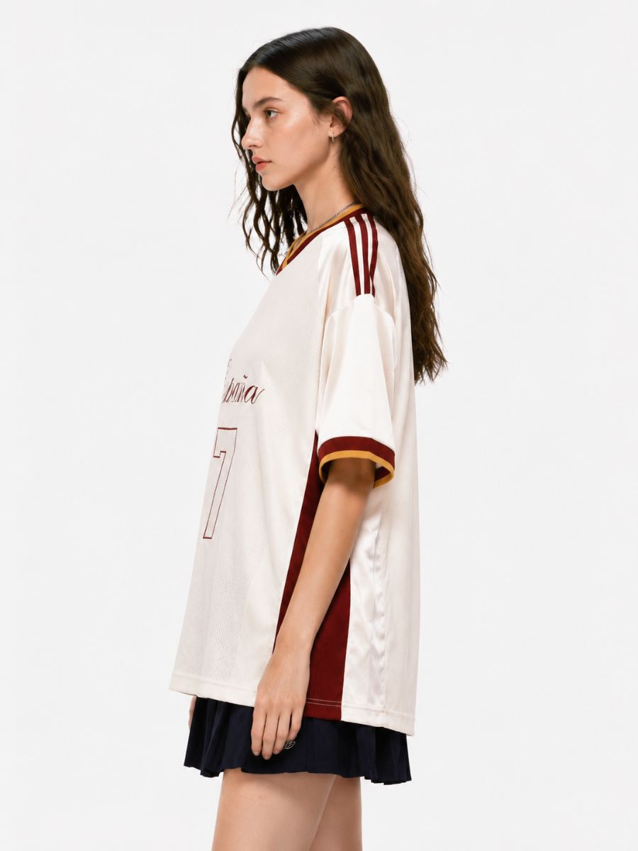 Custom Number Spain Soccer Jersey 2026 World Cup Women's Blokette Oversized V Neck T-Shirt 