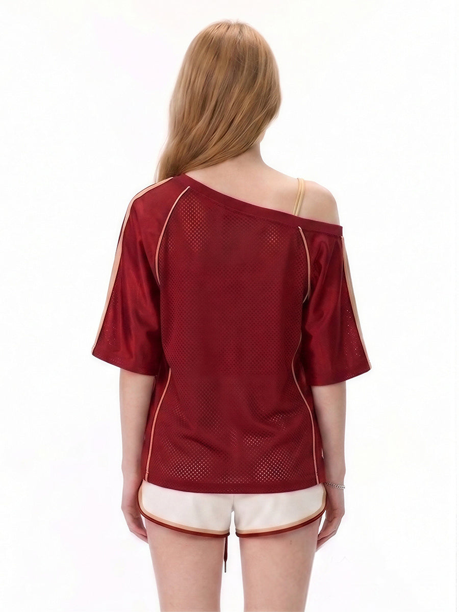Custom Number Spain Soccer Jersey 2026 World Cup Women's Blokette One Shoulder T-Shirt