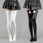 Cute Latex Thigh High Stocking 2 Color Shiny Faux Leather Cat Paw Thigh High Socks