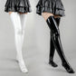Cute Latex Thigh High Stocking 2 Color Shiny Faux Leather Cat Paw Thigh High Socks