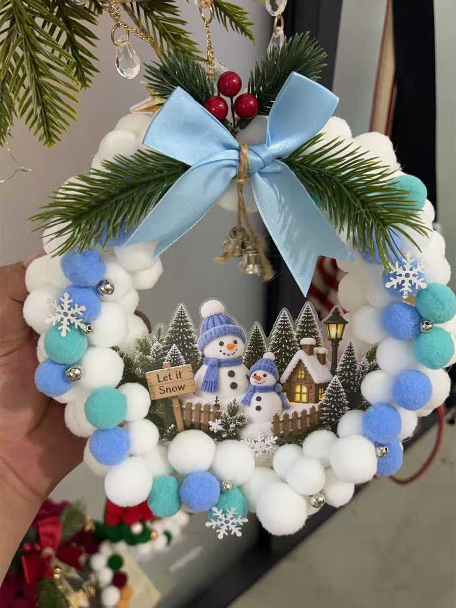 Christmas Wreath DIY Craft Kit Pom-Pom Holiday Door Decor Gift Box 