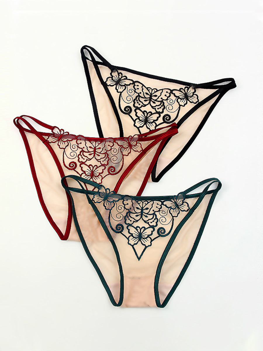 Embroidered Butterfly Mesh Panty