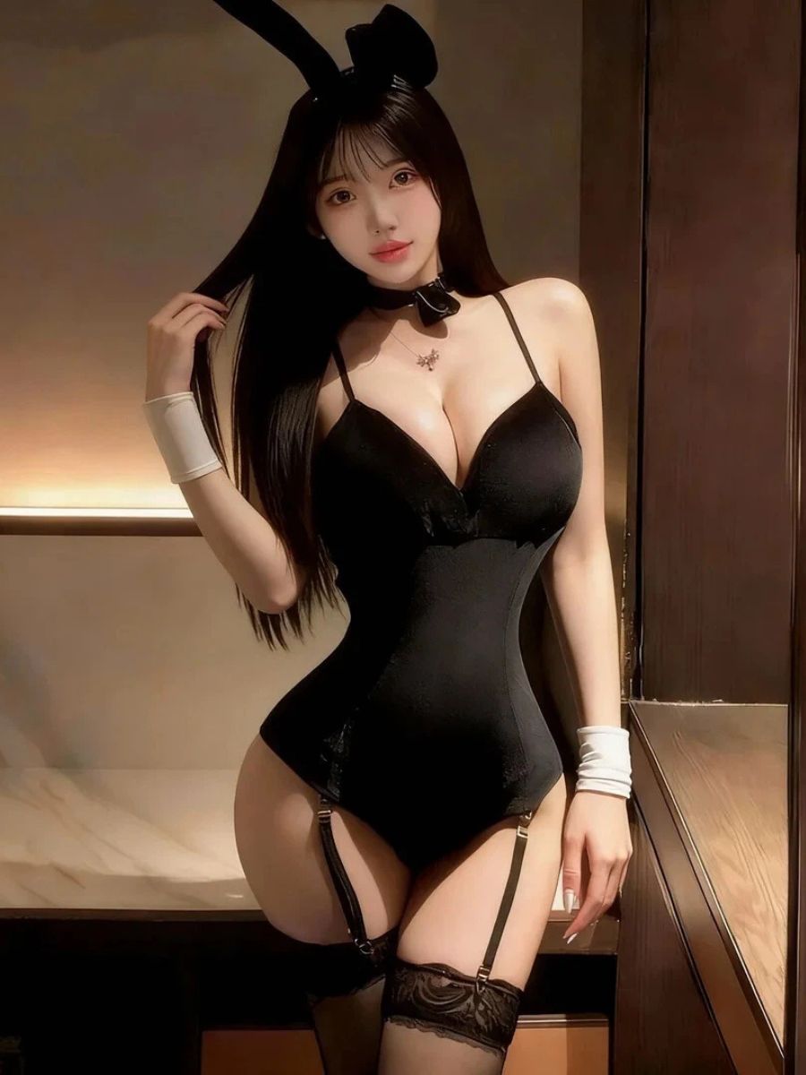 Play Bunny Girl Cosplay Set Sexy Rabbit Bodysuit Lingerie with Bunny Ears Headband