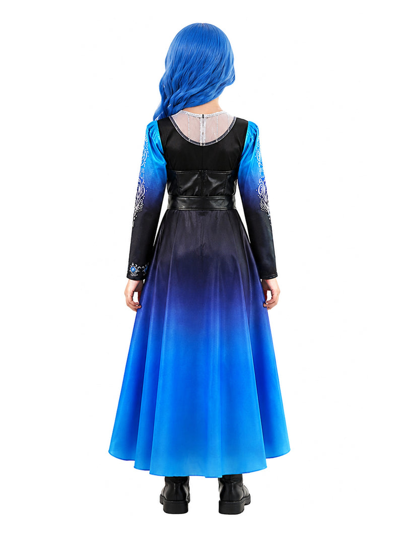 Descendants 5 Evil Chloe Costume for Kids and Adults Descendants Wicked Wonderland Princess Blue Faux Leather Cosplay Outfit